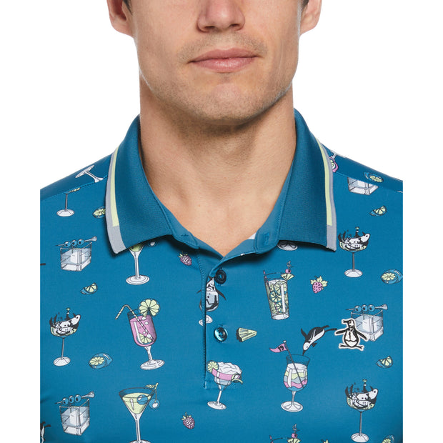 19th Hole Printed Golf Polo Shirt In Corsair