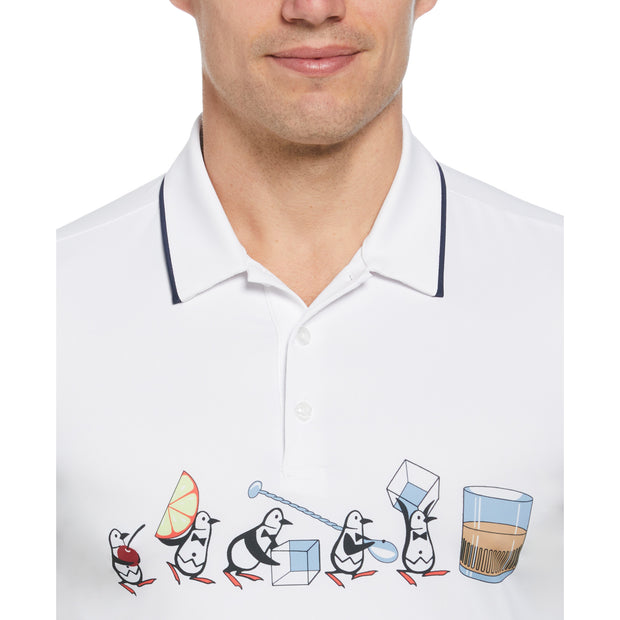 Barback Pete Printed Golf Polo Shirt In Bright White