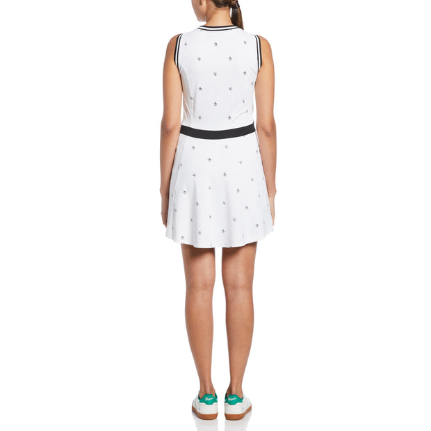 V-Neck Allover Pete Print Tennis Dress In Bright White