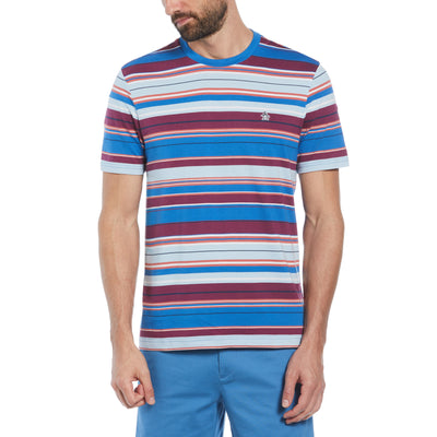 Organic Jersey Allover Striped T-Shirt In Star Sapphire