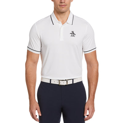 Oversized Pete Tipped Short Sleeve Golf Polo Shirt In Bright White