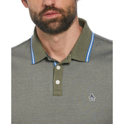 Jacquard Polo Shirt With Tipping In Dusty Olive