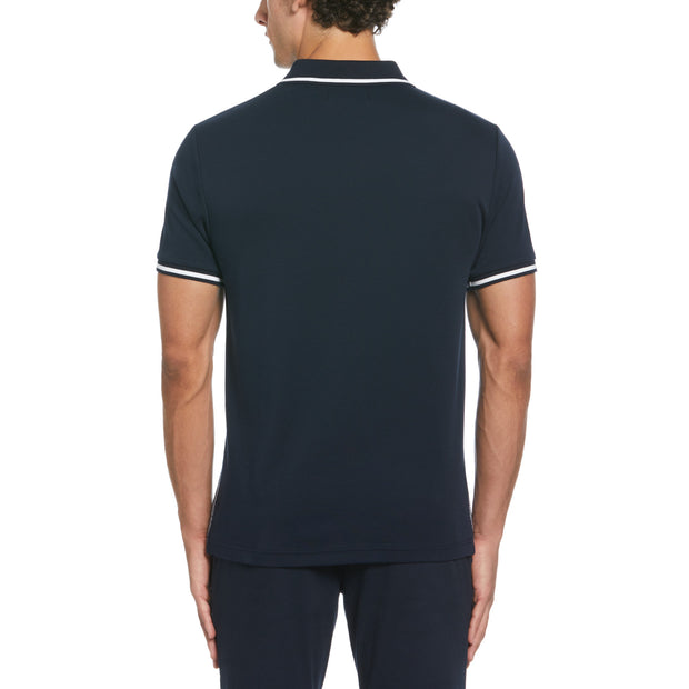 Jaquard Front Interlock Geo Polo Shirt In Dark Sapphire