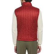 Poly Fill Vertical Channel Gilet In Red Dahlia