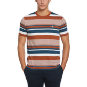 Organic Jersey Yarn Dyed Stripe T-Shirt In Ginger Bread