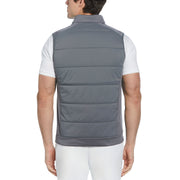 Retro Colour Block Mixed Media Insulated Full Zip Golf Gilet In Quiet Shade