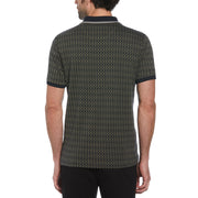 Jacquard Argyle Print 1/4 Zip Polo In Dusty Olive