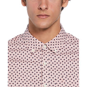 Short Sleeve Poplin All Over Print Abstract Geometric Shirt In Dusty Rose