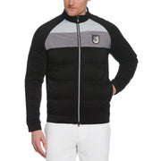 Mixed Media Colour Blocked Insulated Full Zip Golf Jacket In Caviar