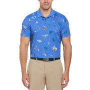 Pete’s Game Print Golf Polo Shirt In Amparo Blue