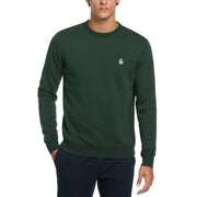 Crew Neck Sticker Pete Fleece Sweatshirt In Sycamore