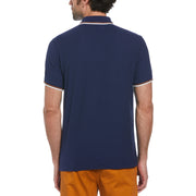 Organic Cotton Pique Shirt With Tipped Collar In Medieval Blue