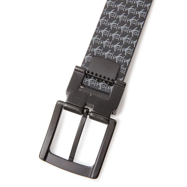 Pete Logo Patterned Reversible Belt In Caviar