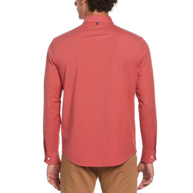 Ecovero Oxford Stretch Long Sleeve Shirt In Mineral Red