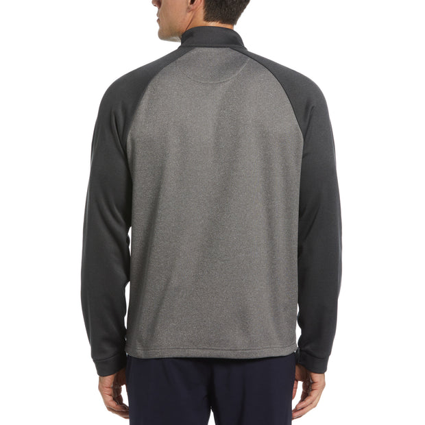 Colour Block 1/4 Zip Pullover In Dark Caviar Heather