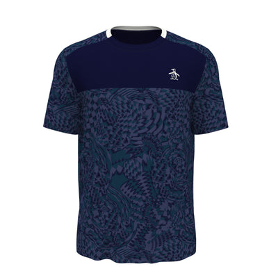 Motion Check Block Performance Tennis T-Shirt In Black Iris