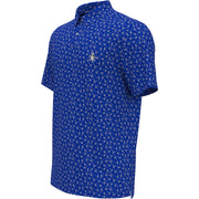 Micro Octopus Print Golf Polo In Blue Tattoo