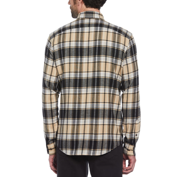 Ecovero™ Blend Plaid Flannel Shirt In True Black