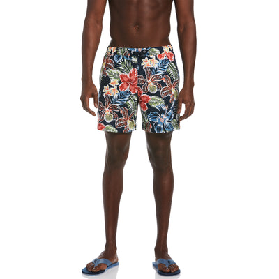 Floral Print Swim Shorts In Dark Sapphire