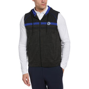 Mixed Media Fleece Golf Hoodie Vest In Dark Caviar Heather