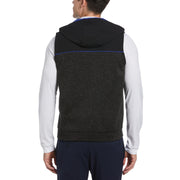 Mixed Media Fleece Golf Hoodie Vest In Dark Caviar Heather