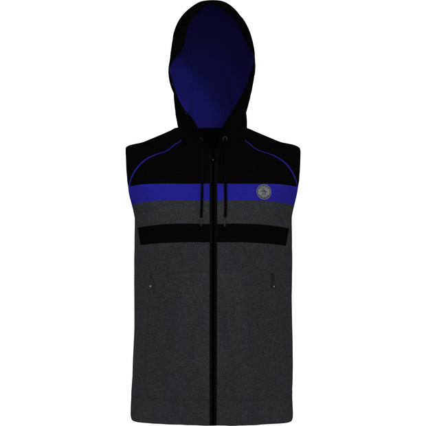 Mixed Media Fleece Golf Hoodie Vest In Dark Caviar Heather