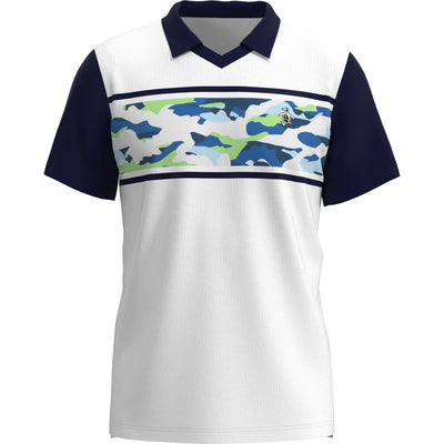 Johnny Collar Camo Chest Tennis Polo Shirt In Bright White